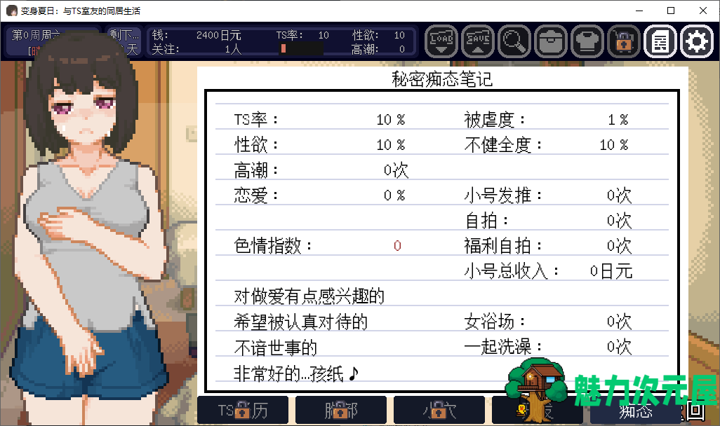 【像素SLG/中文/动态】变身夏日：与TS室友的同居生活 steam步兵中文版【新作/200M】